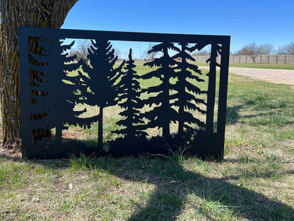 Wildlife Scenery with Trees Metal Panel - P13 - Wood & Metal By Dao